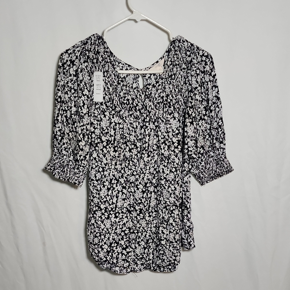 Floral Black and White Women's Top